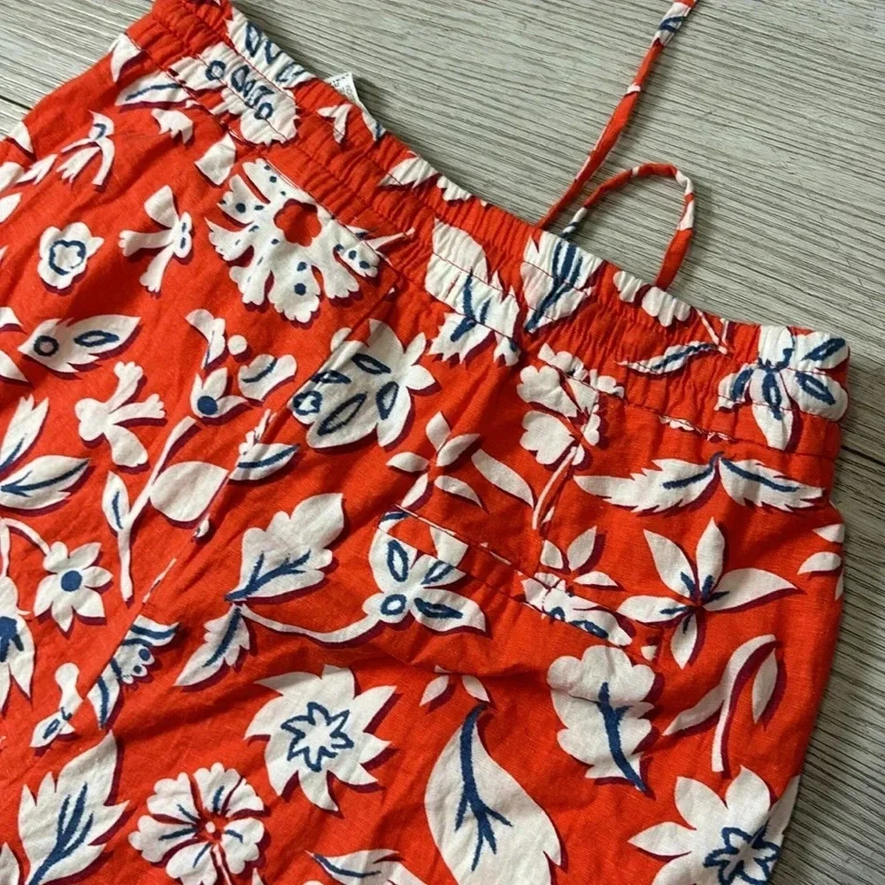 Zara Linen Blend Floral Printed Pants Trousers High Rise Wide Leg Size Small